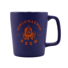 Load image into Gallery viewer, Blue and orange Benchwarmer brew Ultimate backup mug
