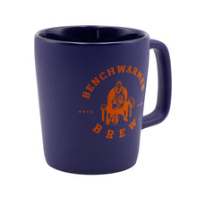 Load image into Gallery viewer, Blue and orange Benchwarmer brew Ultimate backup mug
