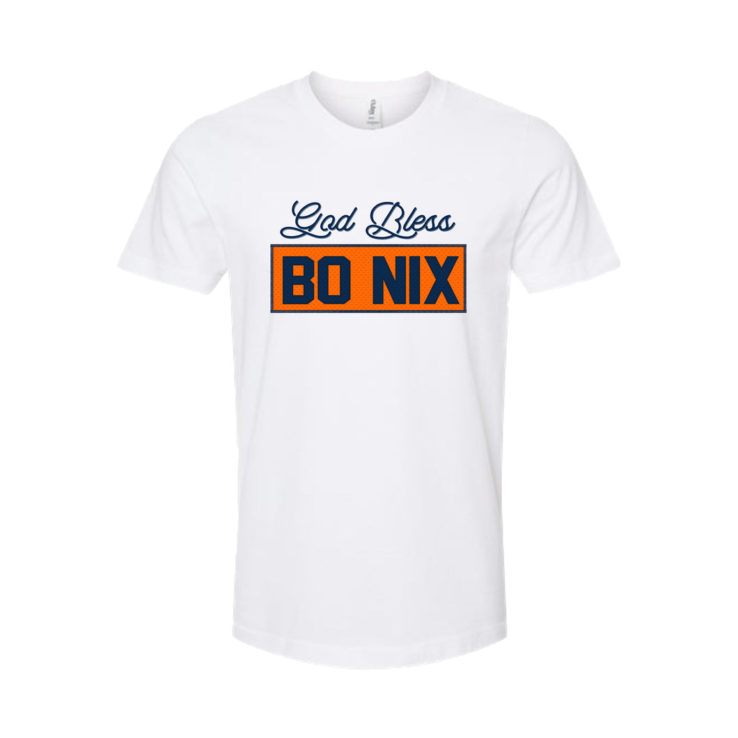 god bless bo nix tshirt white orange logo bo nix nfl player tshirt 