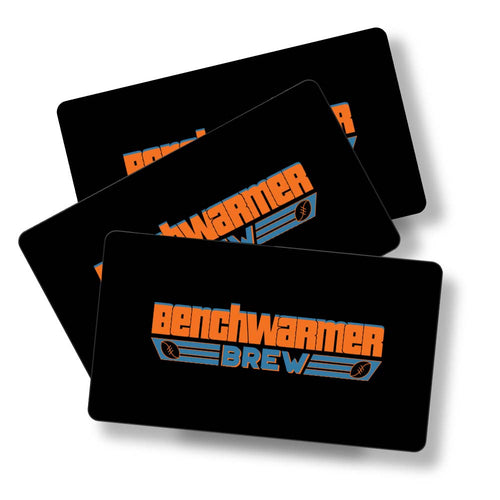 Black, orange, and blue benchwarmer brew digital gift cards